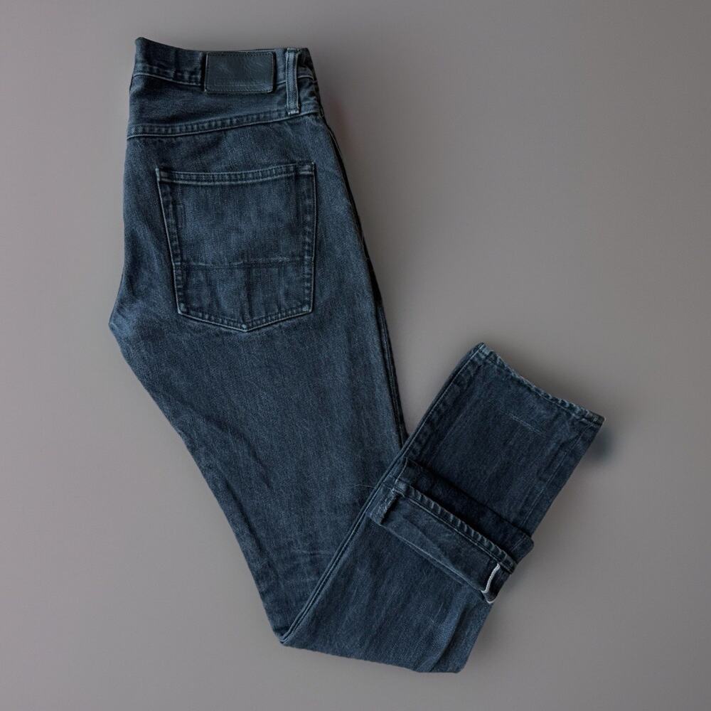 Tellason Selvedge Jeans 33 Black Dark Wash Denim Slim Tapered Made in USA